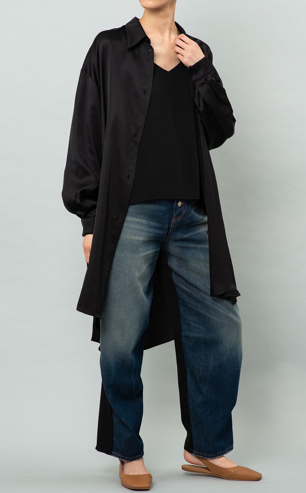 MM6 Maison Margiela｜サテンロングシャツワンピース