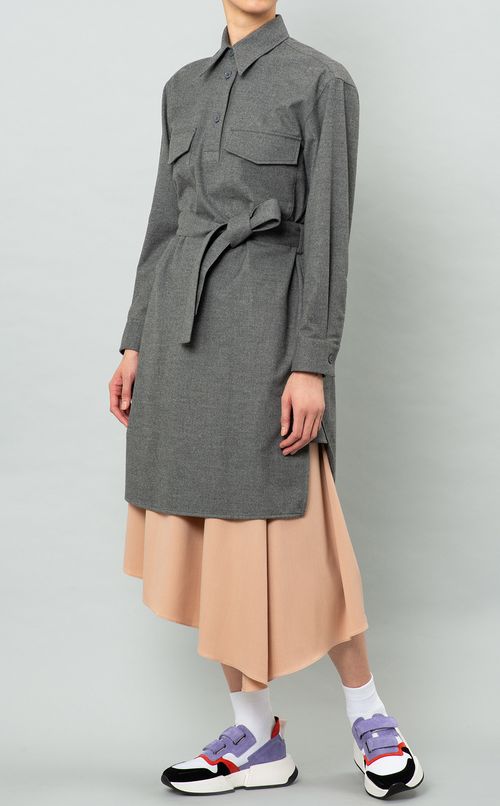 ベルト付フランネルロングシャツ