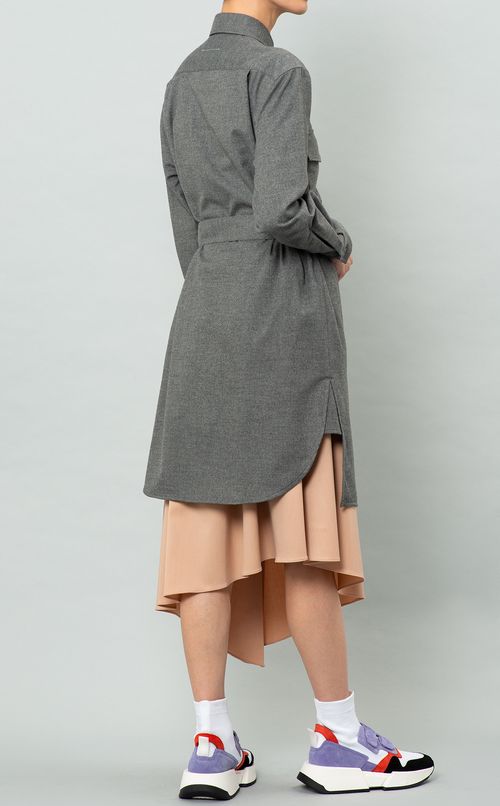 ベルト付フランネルロングシャツ