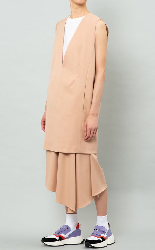 Vネックプルオーバーロングジレ