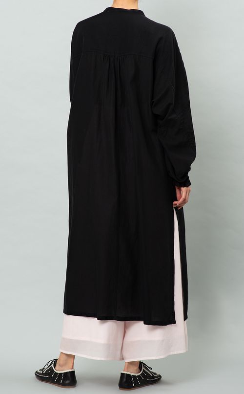 キュプラ混ドビーロングシャツワンピース