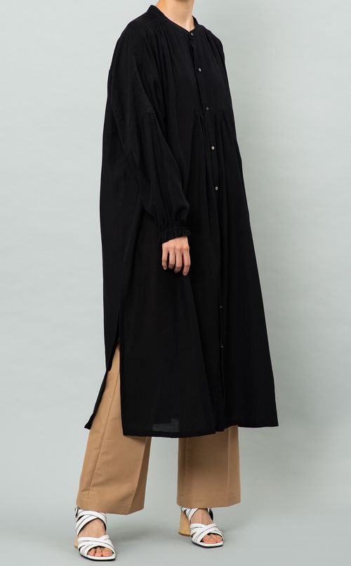 キュプラ混ドビーロングシャツワンピース