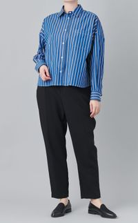 ストライプドロップショルダーシャツ