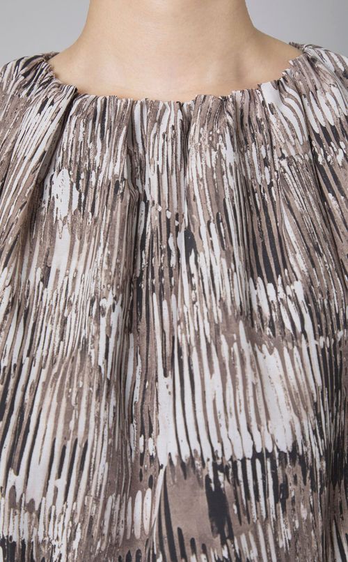 スリーブレスプリントギャザーワンピース