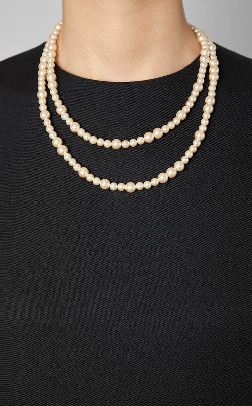 マーカサイトパールロングネックレス