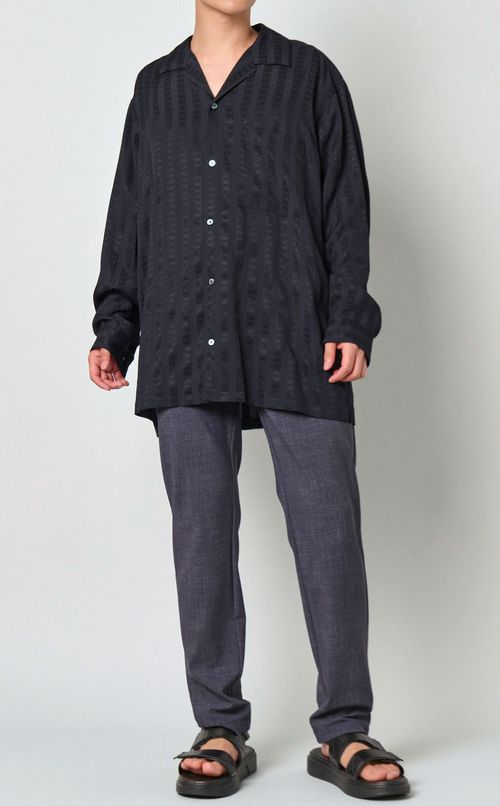 オウルパターンオープンカラーシャツ