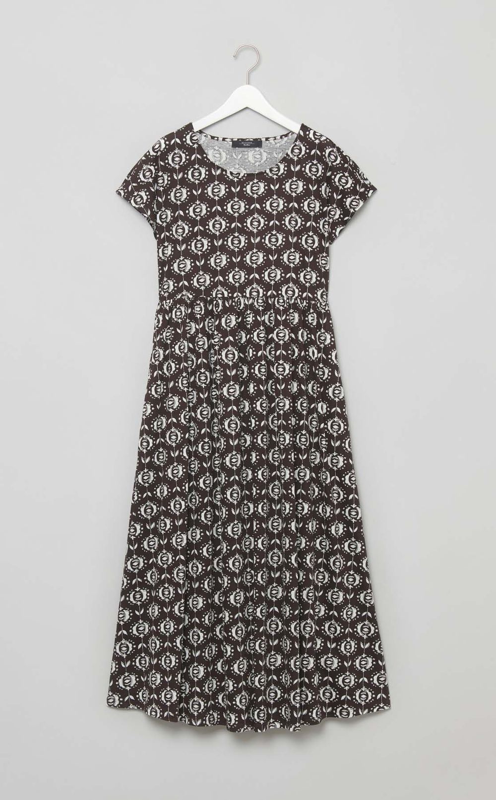 プリントギャザージャージワンピース