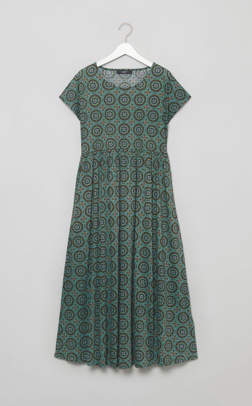 プリントギャザージャージワンピース