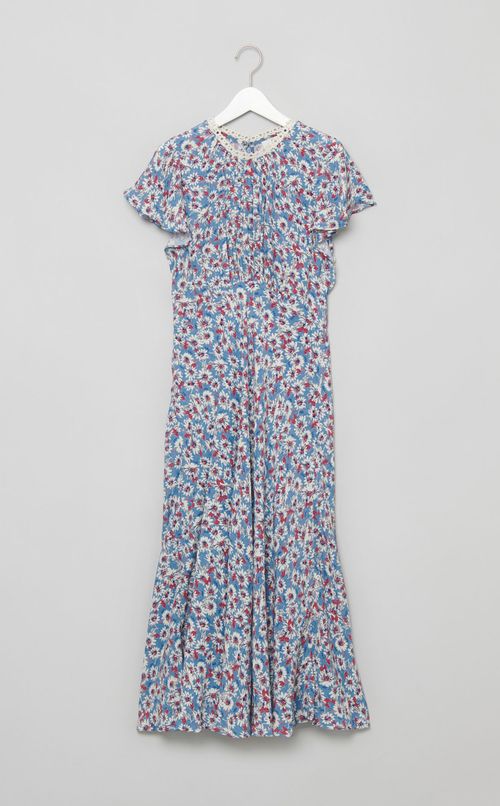 ホワイトフラワープリントワンピース