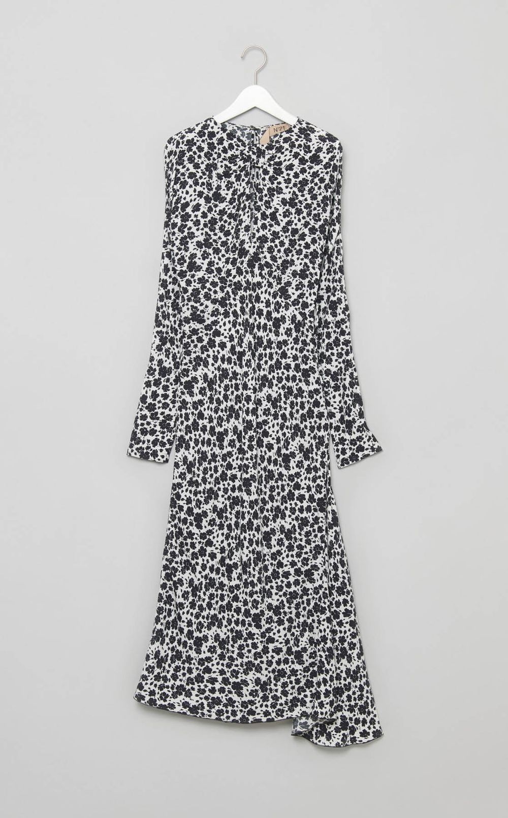 フラワープリン卜ギャザーネックワンピース