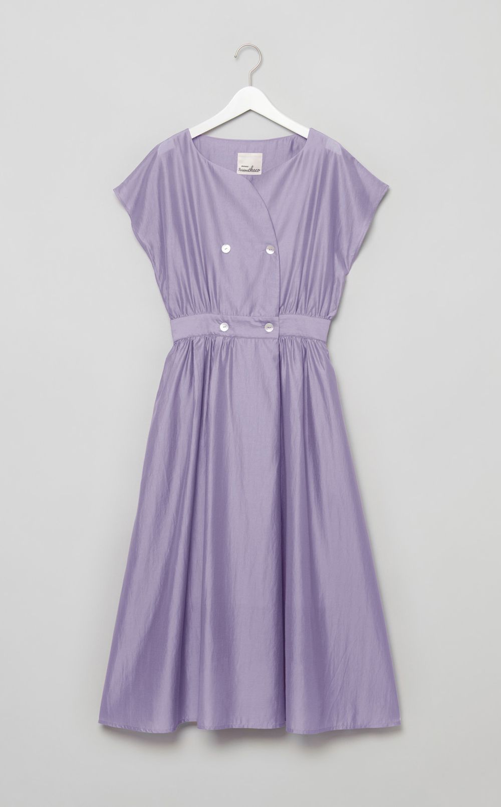 ウエストギャザー前開きワンピース