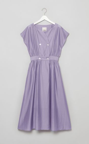 ウエストギャザー前開きワンピース