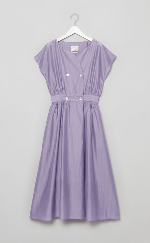 ウエストギャザー前開きワンピース