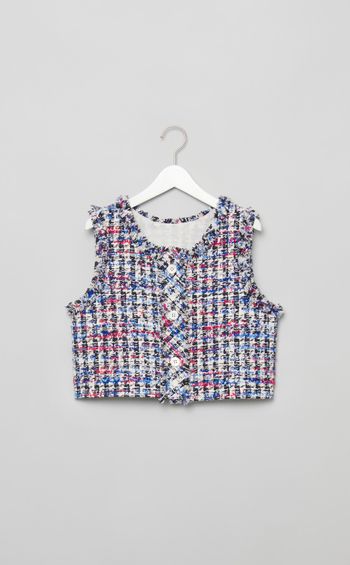 トリコロールツイードトップス