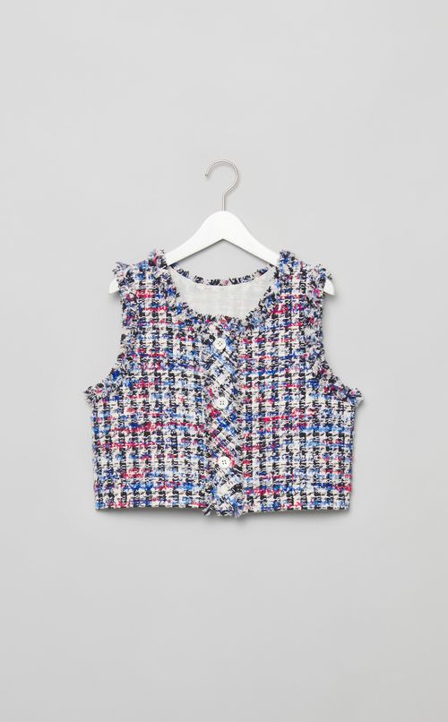 トリコロールツイードトップス