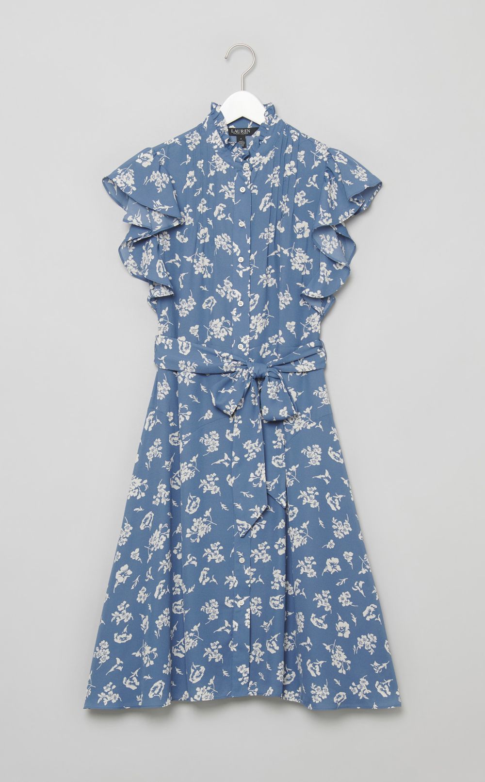 フラワープリントフレアスリーブドレス