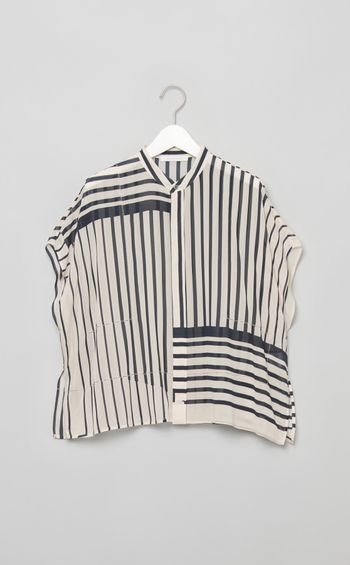 ストライプスタンドネックシャツ