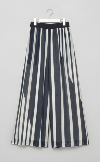 サークルストライプギャザーワイドパンツ