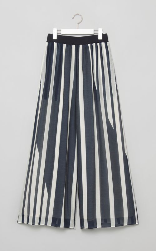サークルストライプギャザーワイドパンツ