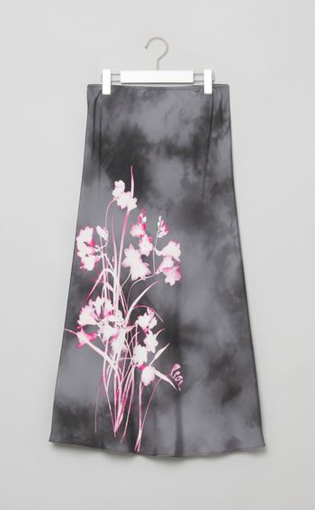 サイドフラワープリントロングスカート
