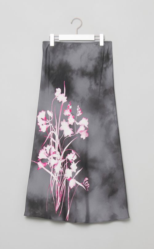 サイドフラワープリントロングスカート
