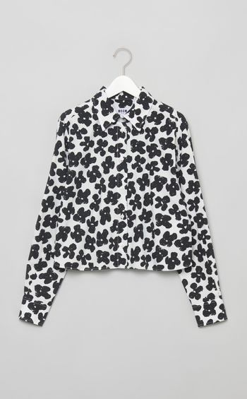 フラワープリントポプリンシャツ