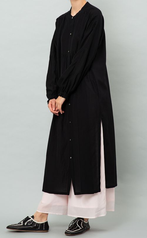 キュプラ混ドビーロングシャツワンピース