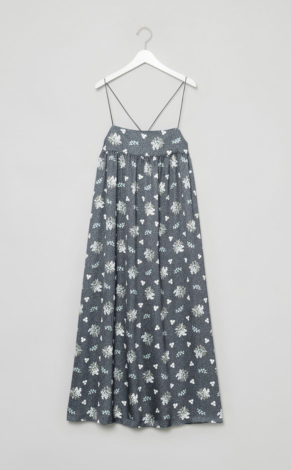 フラワープリントボリュームギャザードレス