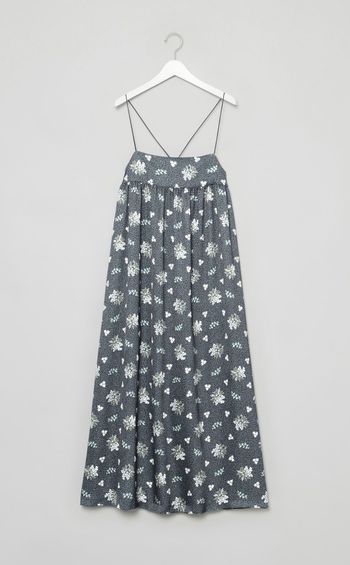 フラワープリントボリュームギャザードレス