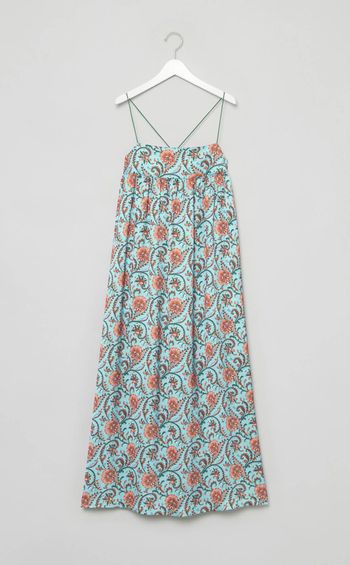 フラワープリントボリュームギャザードレス