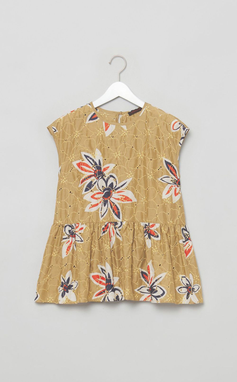 アイレットフラワープリントブラウス