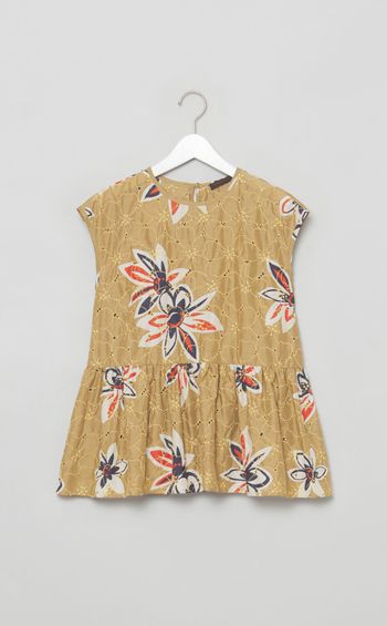 アイレットフラワープリントブラウス