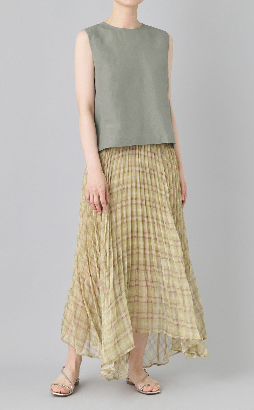 リネンキュプラノースリーブトップス