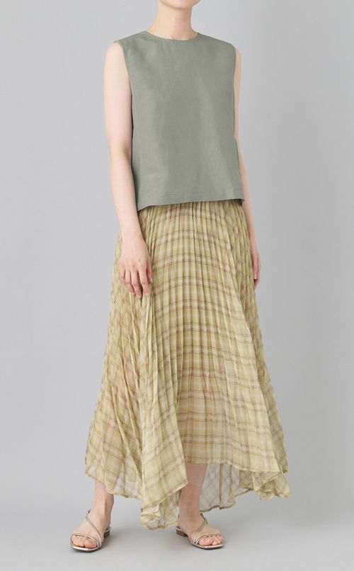 リネンキュプラノースリーブトップス