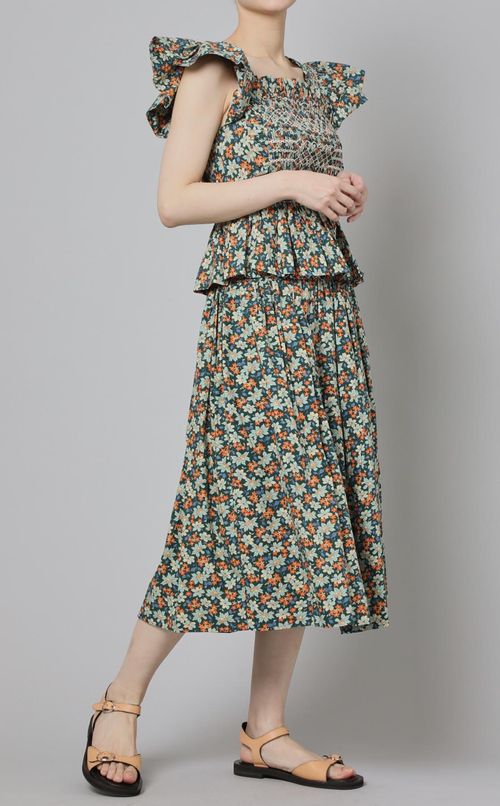 小花プリントギャザートップス