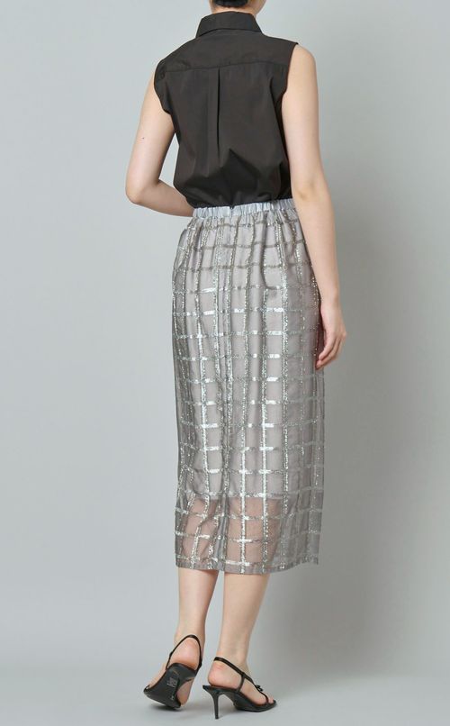 オーガンジーラメチェックスカート