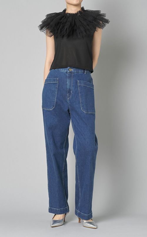 デニムイージーストレートランチパンツ