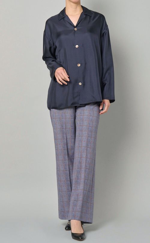 グレンチェックプリントワイドパンツ