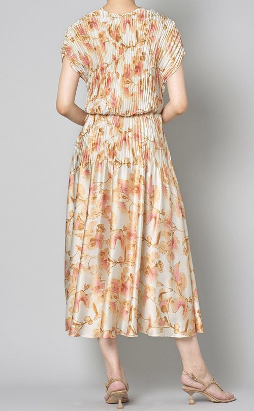 フラワープリントVネックワンピース