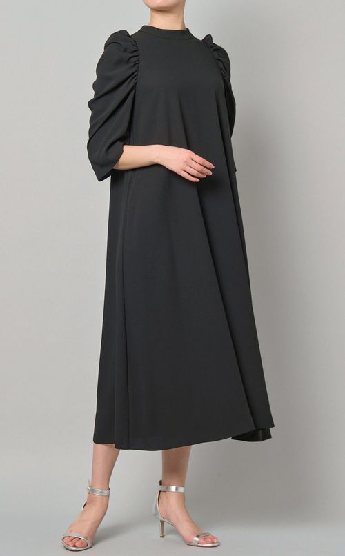 2way異素材ギャザースリーブドレス