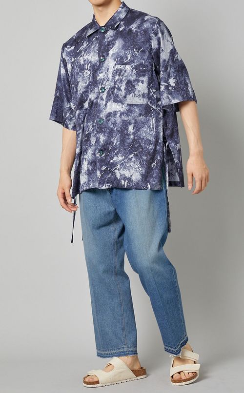 サテンプリントシャツ