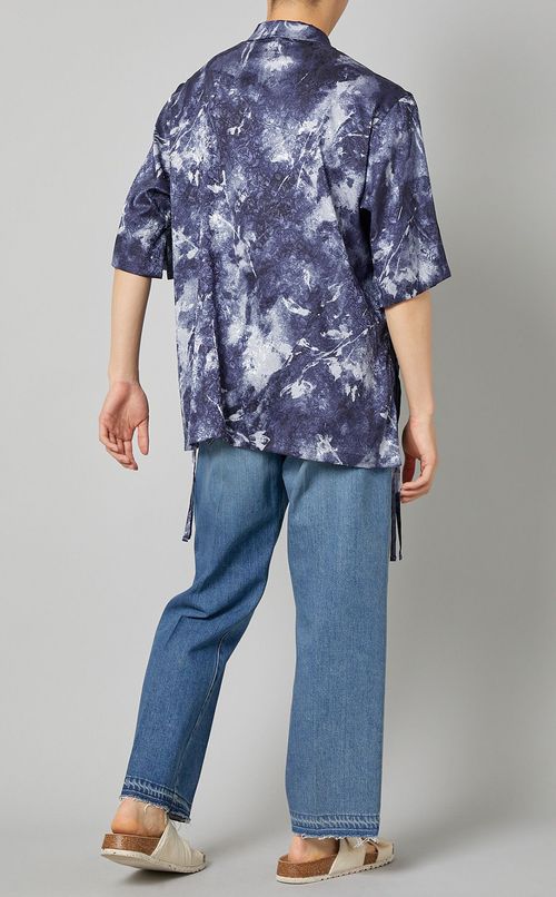 サテンプリントシャツ