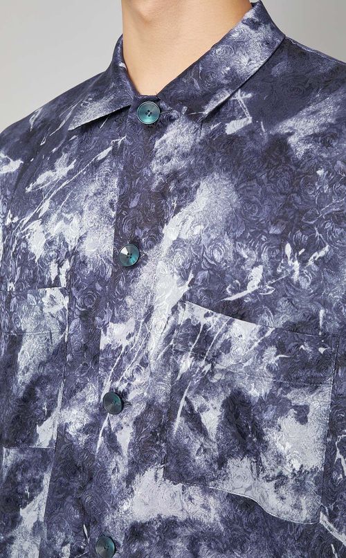 サテンプリントシャツ