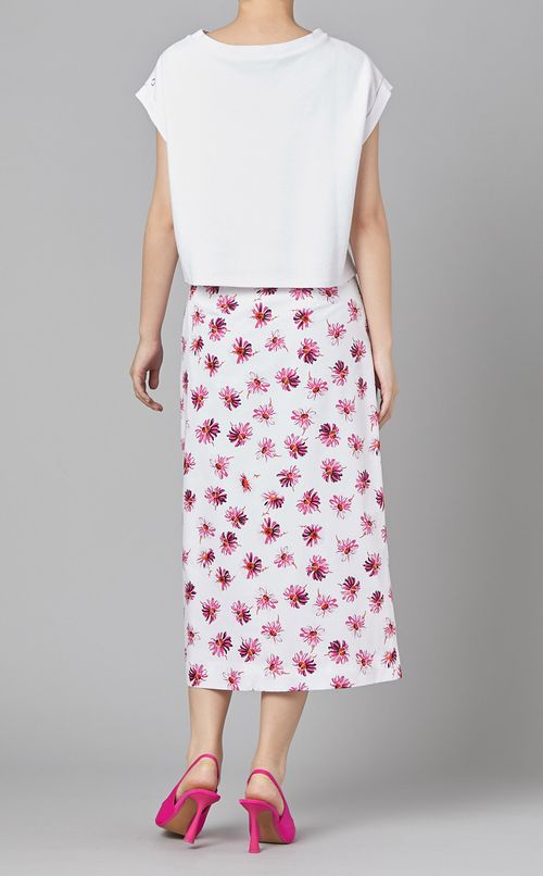 フラワープリントコットンミディスカート