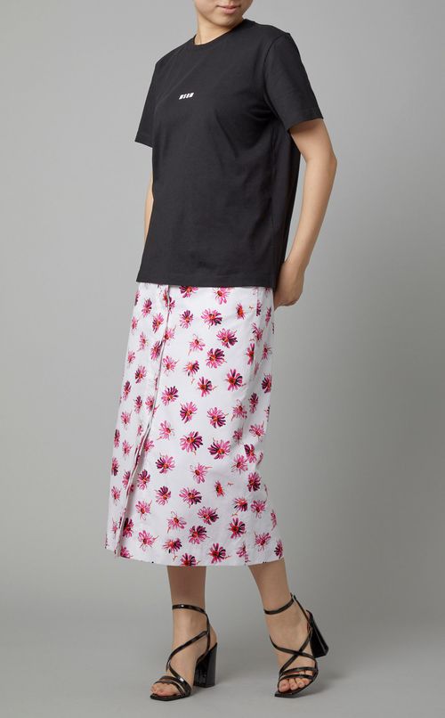 フラワープリントコットンミディスカート