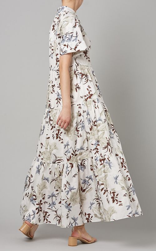 プリントティアードシャツワンピース