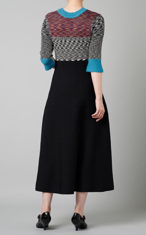 カラーブロックニットワンピース