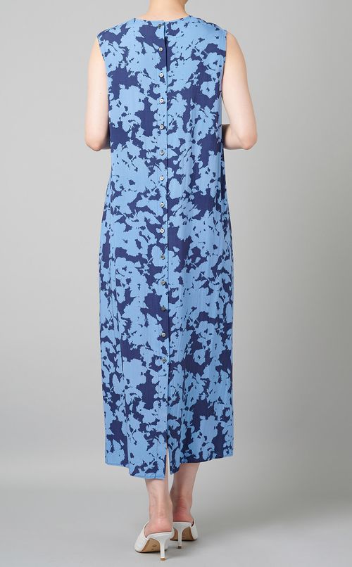 レーヨンプリントノースリーブワンピース