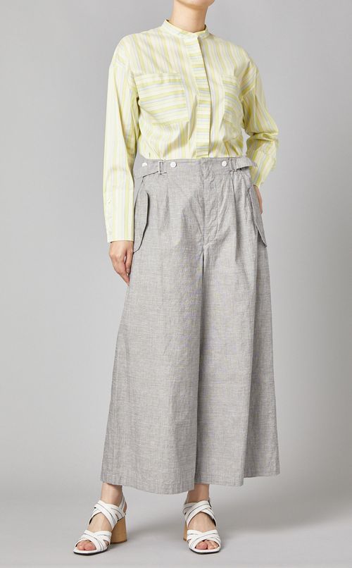 シャンブレーワイドクロップドパンツ