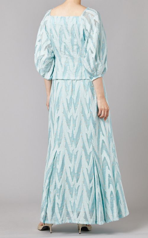 ラメジャガードブラウス